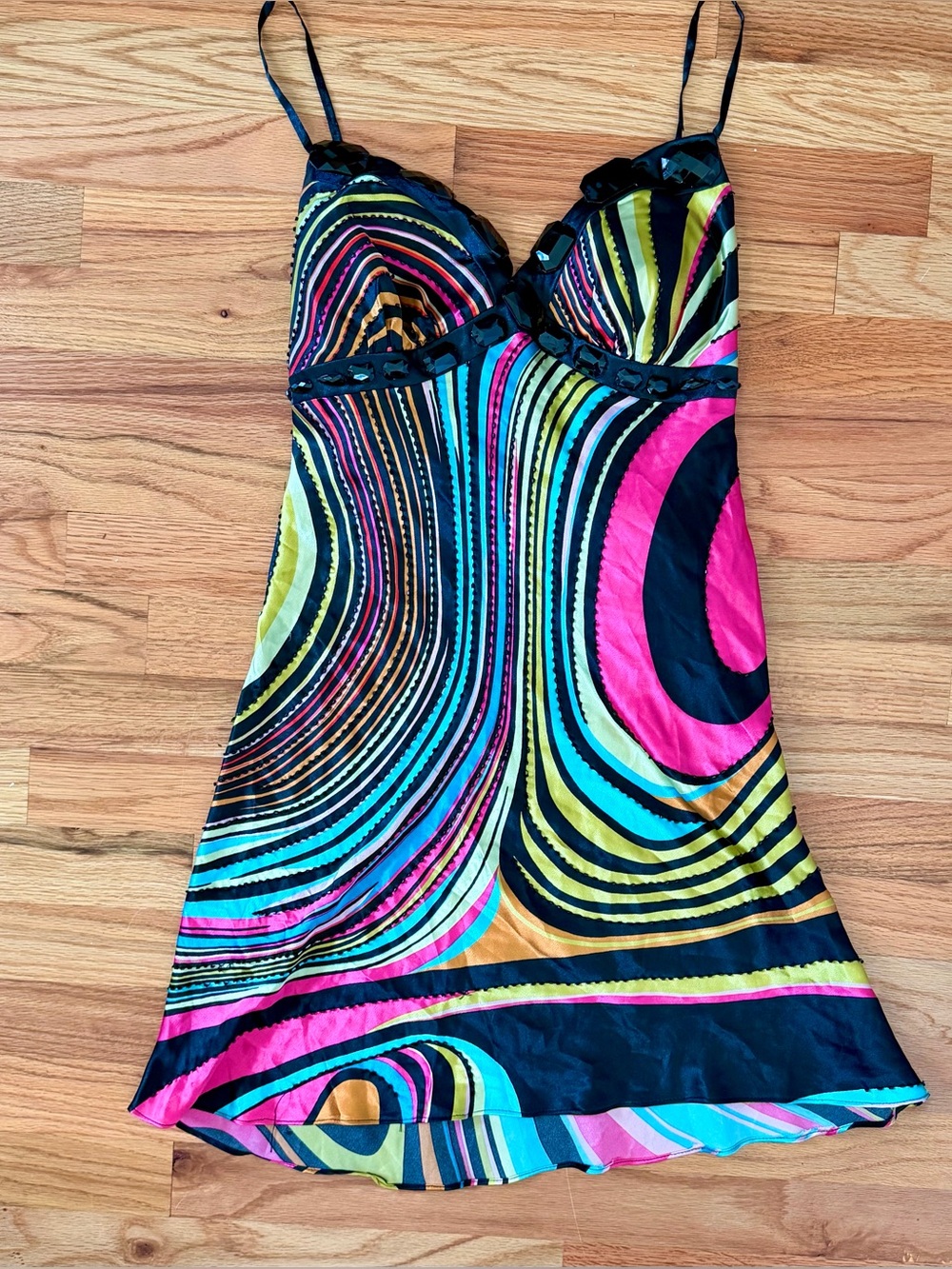 Dave & Johnny Colorful Y2K Satin Mini Dress